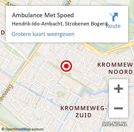 Locatie op kaart van de 112 melding: Ambulance Met Spoed Naar Hendrik-Ido-Ambacht, Strobenen Bogerd op 10 juli 2019 21:06