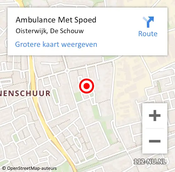Locatie op kaart van de 112 melding: Ambulance Met Spoed Naar Oisterwijk, De Schouw op 10 juli 2019 22:06
