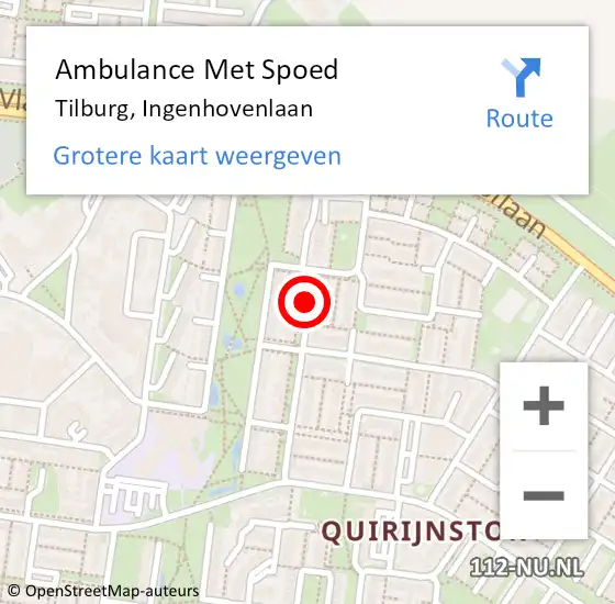 Locatie op kaart van de 112 melding: Ambulance Met Spoed Naar Tilburg, Ingenhovenlaan op 11 juli 2019 02:18