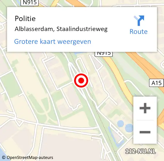 Locatie op kaart van de 112 melding: Politie Alblasserdam, Staalindustrieweg op 11 juli 2019 07:56