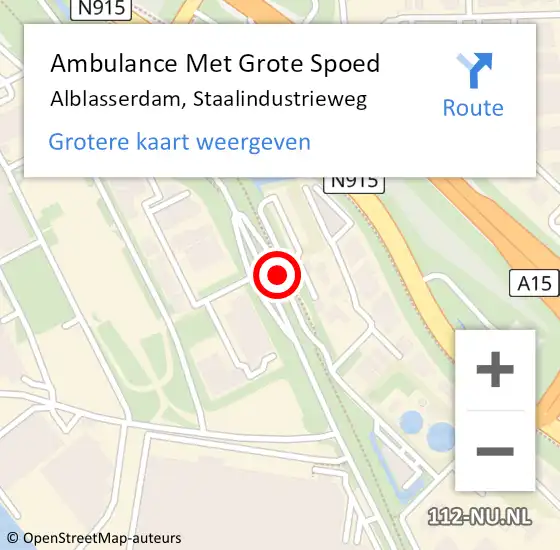 Locatie op kaart van de 112 melding: Ambulance Met Grote Spoed Naar Alblasserdam, Staalindustrieweg op 11 juli 2019 07:57