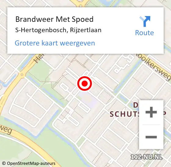 Locatie op kaart van de 112 melding: Brandweer Met Spoed Naar S-Hertogenbosch, Rijzertlaan op 11 juli 2019 14:14