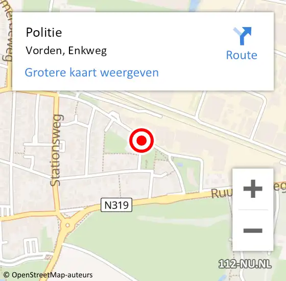 Locatie op kaart van de 112 melding: Politie Vorden, Enkweg op 11 juli 2019 16:54