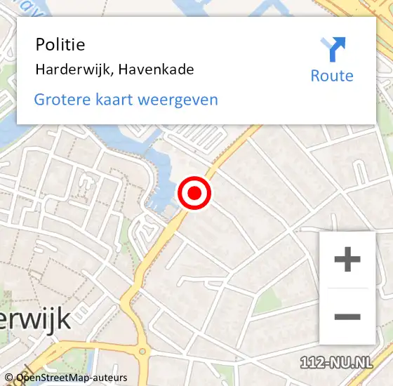 Locatie op kaart van de 112 melding: Politie Harderwijk, Havenkade op 11 juli 2019 19:00
