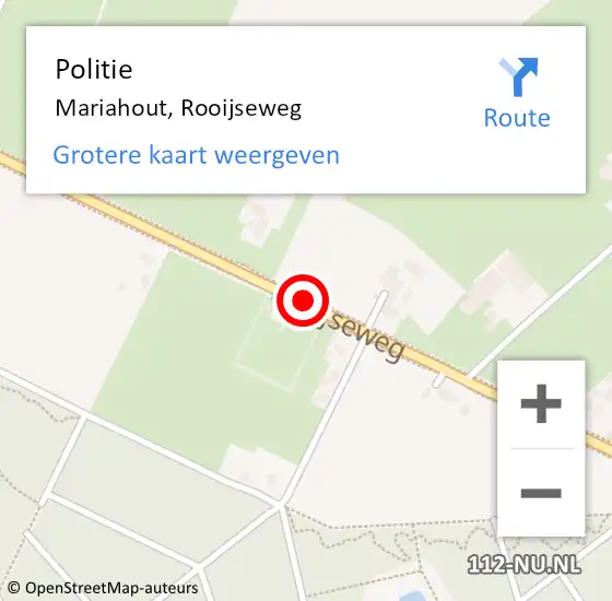Locatie op kaart van de 112 melding: Politie Mariahout, Rooijseweg op 11 juli 2019 19:11