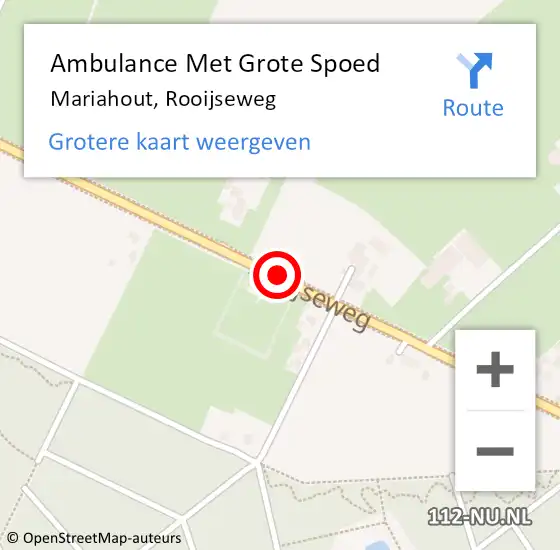 Locatie op kaart van de 112 melding: Ambulance Met Grote Spoed Naar Mariahout, Rooijseweg op 11 juli 2019 19:30