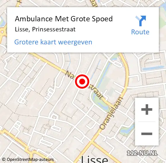 Locatie op kaart van de 112 melding: Ambulance Met Grote Spoed Naar Lisse, Prinsessestraat op 11 juli 2019 21:27