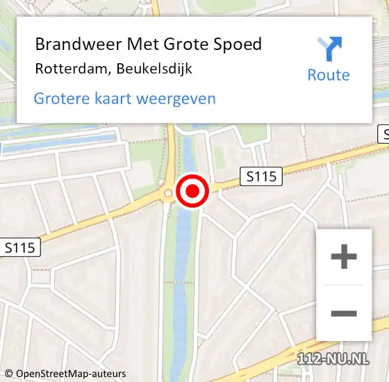Locatie op kaart van de 112 melding: Brandweer Met Grote Spoed Naar Rotterdam, Beukelsdijk op 11 juli 2019 23:26
