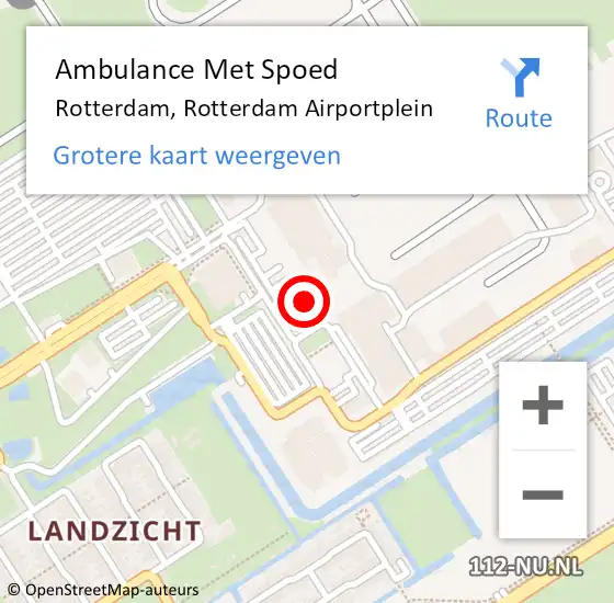 Locatie op kaart van de 112 melding: Ambulance Met Spoed Naar Rotterdam, Rotterdam Airportplein op 12 juli 2019 00:52