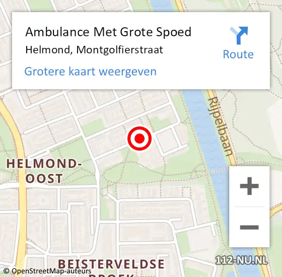 Locatie op kaart van de 112 melding: Ambulance Met Grote Spoed Naar Helmond, Montgolfierstraat op 12 juli 2019 04:58