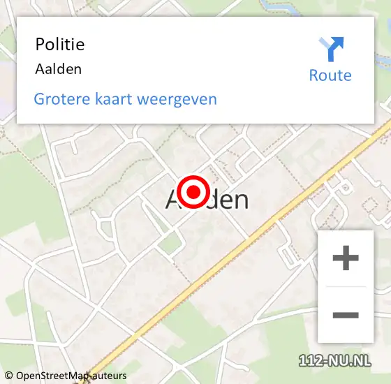 Locatie op kaart van de 112 melding: Politie Aalden op 12 juli 2019 09:13