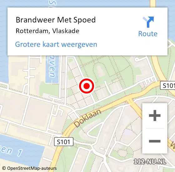 Locatie op kaart van de 112 melding: Brandweer Met Spoed Naar Rotterdam, Vlaskade op 12 juli 2019 10:30