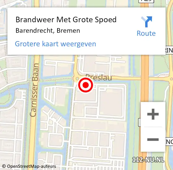 Locatie op kaart van de 112 melding: Brandweer Met Grote Spoed Naar Barendrecht, Bremen op 12 juli 2019 10:42