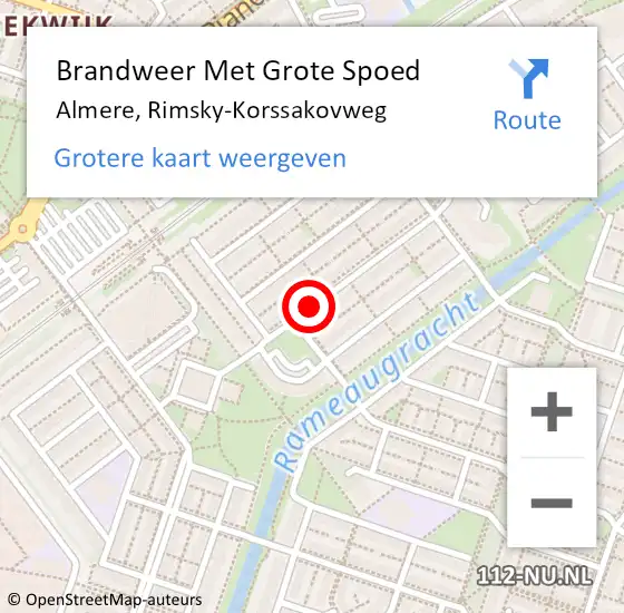 Locatie op kaart van de 112 melding: Brandweer Met Grote Spoed Naar Almere, Rimsky-Korssakovweg op 12 juli 2019 10:53