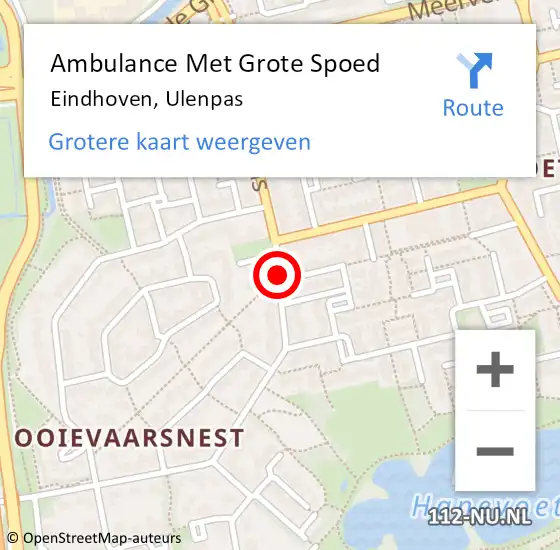 Locatie op kaart van de 112 melding: Ambulance Met Grote Spoed Naar Eindhoven, Ulenpas op 12 juli 2019 10:54