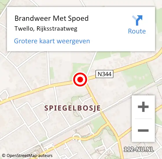 Locatie op kaart van de 112 melding: Brandweer Met Spoed Naar Twello, Rijksstraatweg op 12 juli 2019 12:52