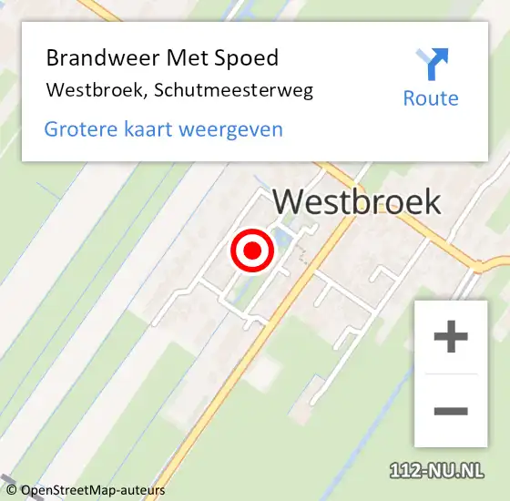 Locatie op kaart van de 112 melding: Brandweer Met Spoed Naar Westbroek, Schutmeesterweg op 12 juli 2019 13:16