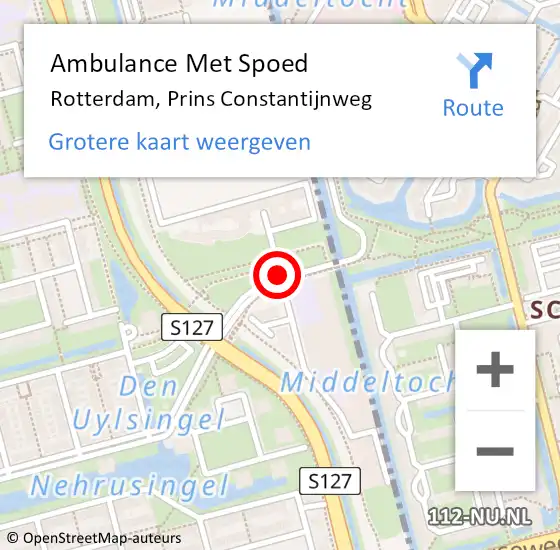 Locatie op kaart van de 112 melding: Ambulance Met Spoed Naar Rotterdam, Prins Constantijnweg op 12 juli 2019 14:30