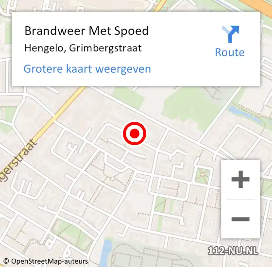 Locatie op kaart van de 112 melding: Brandweer Met Spoed Naar Hengelo, Grimbergstraat op 7 april 2014 12:23