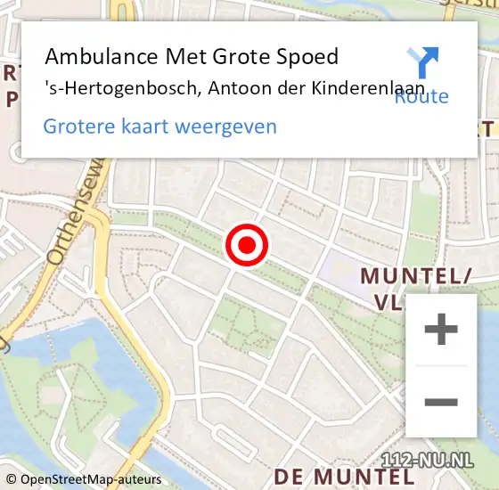 Locatie op kaart van de 112 melding: Ambulance Met Grote Spoed Naar 's-Hertogenbosch, Antoon der Kinderenlaan op 12 juli 2019 17:22