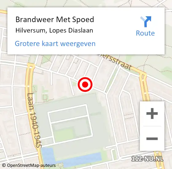Locatie op kaart van de 112 melding: Brandweer Met Spoed Naar Hilversum, Lopes Diaslaan op 12 juli 2019 17:39