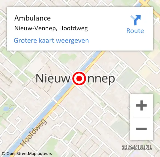 Locatie op kaart van de 112 melding: Ambulance Nieuw-Vennep, Venneperweg op 12 juli 2019 17:56