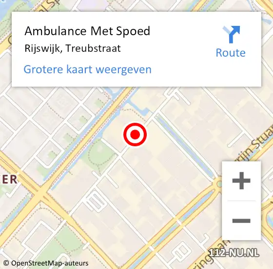 Locatie op kaart van de 112 melding: Ambulance Met Spoed Naar Rijswijk, Treubstraat op 12 juli 2019 19:19