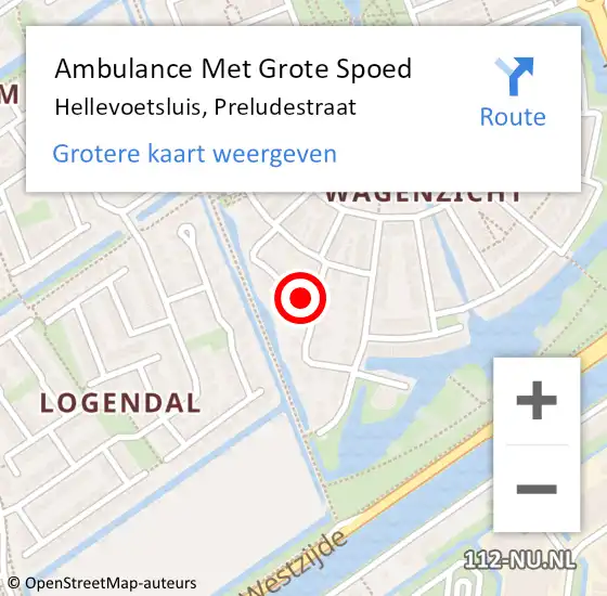 Locatie op kaart van de 112 melding: Ambulance Met Grote Spoed Naar Hellevoetsluis, Preludestraat op 12 juli 2019 19:42