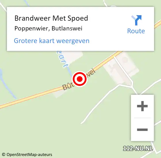 Locatie op kaart van de 112 melding: Brandweer Met Spoed Naar Poppenwier, Butlanswei op 12 juli 2019 21:01