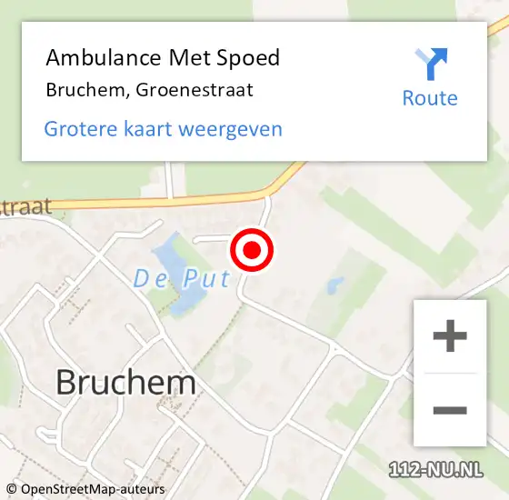 Locatie op kaart van de 112 melding: Ambulance Met Spoed Naar Bruchem, Groenestraat op 12 juli 2019 23:20