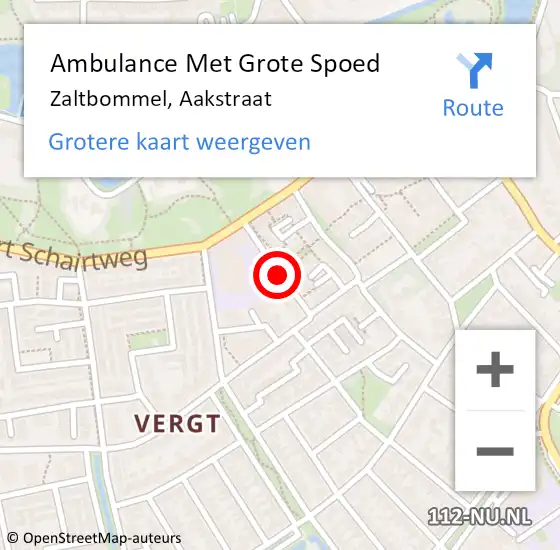 Locatie op kaart van de 112 melding: Ambulance Met Grote Spoed Naar Zaltbommel, Aakstraat op 13 juli 2019 00:33