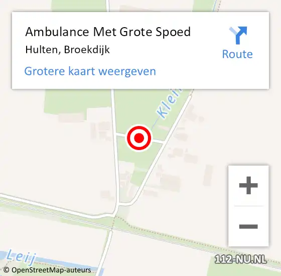 Locatie op kaart van de 112 melding: Ambulance Met Grote Spoed Naar Hulten, Broekdijk op 13 juli 2019 09:01