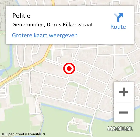 Locatie op kaart van de 112 melding: Politie Genemuiden, Dorus Rijkersstraat op 13 juli 2019 11:04