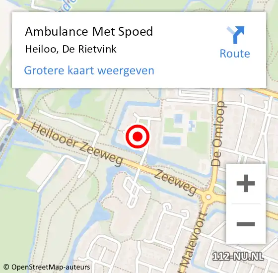 Locatie op kaart van de 112 melding: Ambulance Met Spoed Naar Heiloo, De Rietvink op 13 juli 2019 12:39