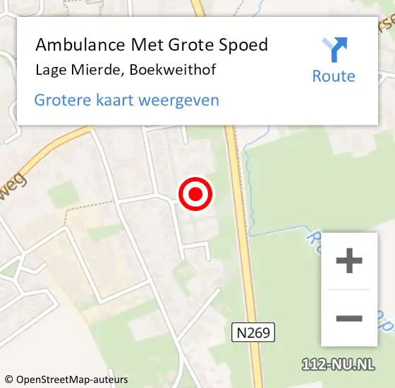 Locatie op kaart van de 112 melding: Ambulance Met Grote Spoed Naar Lage Mierde, Boekweithof op 13 juli 2019 13:54