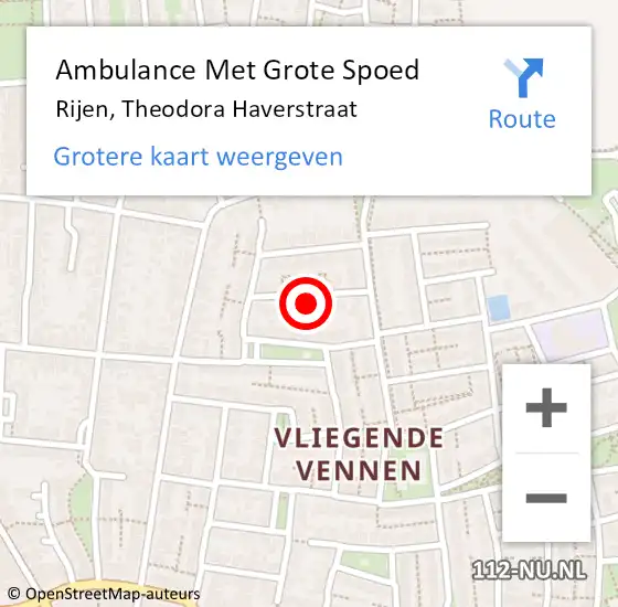 Locatie op kaart van de 112 melding: Ambulance Met Grote Spoed Naar Rijen, Theodora Haverstraat op 13 juli 2019 16:03