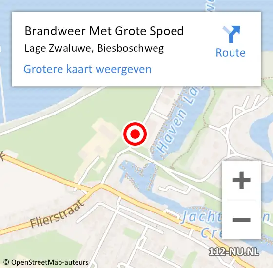 Locatie op kaart van de 112 melding: Brandweer Met Grote Spoed Naar Lage Zwaluwe, Biesboschweg op 13 juli 2019 18:53