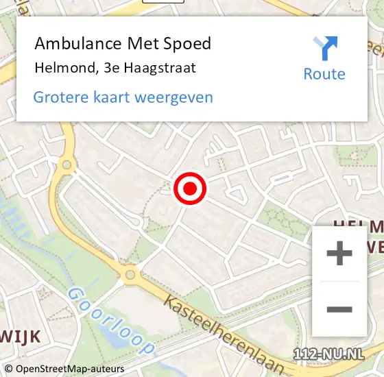Locatie op kaart van de 112 melding: Ambulance Met Spoed Naar Helmond, 3e Haagstraat op 14 juli 2019 01:02