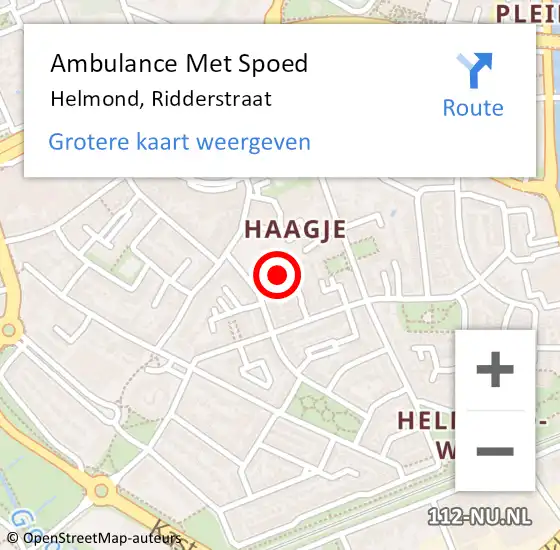 Locatie op kaart van de 112 melding: Ambulance Met Spoed Naar Helmond, Ridderstraat op 14 juli 2019 01:43