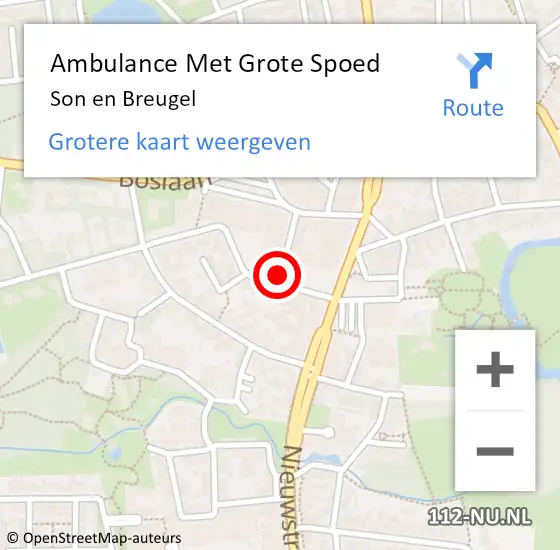 Locatie op kaart van de 112 melding: Ambulance Met Grote Spoed Naar Son en Breugel op 14 juli 2019 02:12