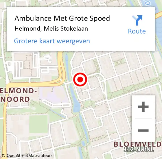 Locatie op kaart van de 112 melding: Ambulance Met Grote Spoed Naar Helmond, Melis Stokelaan op 14 juli 2019 07:04