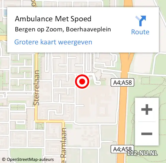 Locatie op kaart van de 112 melding: Ambulance Met Spoed Naar Bergen op Zoom, Boerhaaveplein op 14 juli 2019 11:18