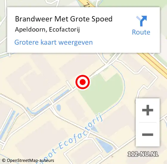 Locatie op kaart van de 112 melding: Brandweer Met Grote Spoed Naar Apeldoorn, Ecofactorij op 14 juli 2019 13:25