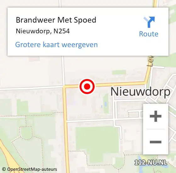 Locatie op kaart van de 112 melding: Brandweer Met Spoed Naar Nieuwdorp, N254 op 14 juli 2019 13:46