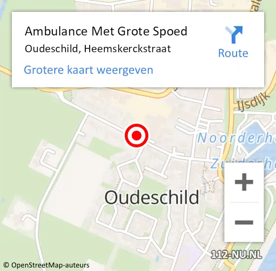 Locatie op kaart van de 112 melding: Ambulance Met Grote Spoed Naar Oudeschild, Heemskerckstraat op 14 juli 2019 15:36
