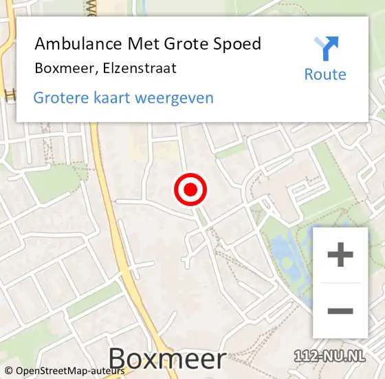 Locatie op kaart van de 112 melding: Ambulance Met Grote Spoed Naar Boxmeer, Elzenstraat op 14 juli 2019 16:27