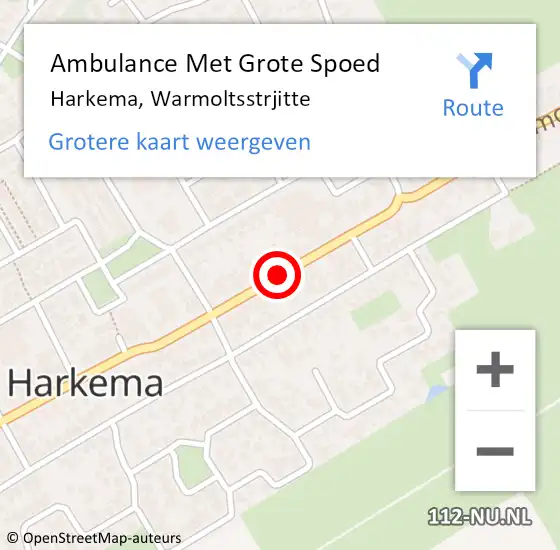 Locatie op kaart van de 112 melding: Ambulance Met Grote Spoed Naar Harkema, Warmoltsstrjitte op 14 juli 2019 17:15