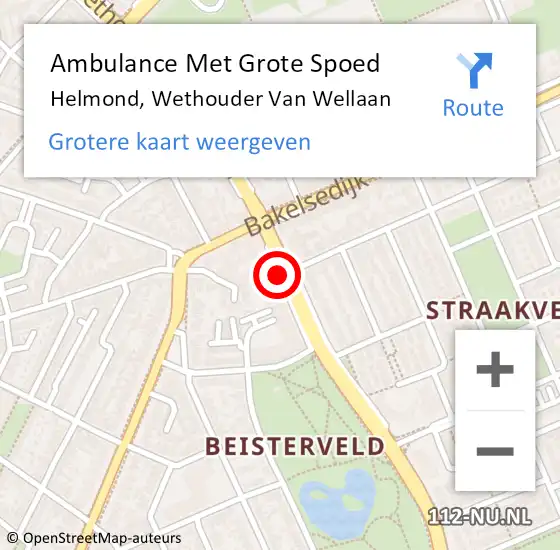Locatie op kaart van de 112 melding: Ambulance Met Grote Spoed Naar Helmond, Wethouder van Wellaan op 14 juli 2019 19:52