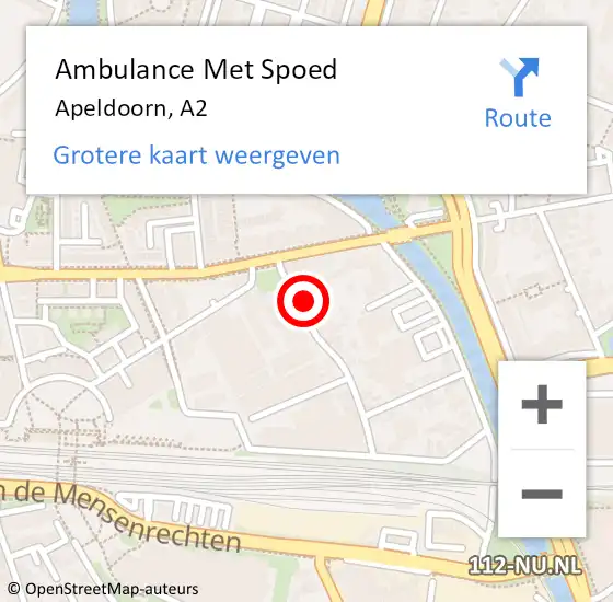 Locatie op kaart van de 112 melding: Ambulance Met Spoed Naar Apeldoorn, A2 op 14 juli 2019 21:11