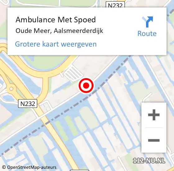 Locatie op kaart van de 112 melding: Ambulance Met Spoed Naar Oude Meer, Aalsmeerderdijk op 14 juli 2019 21:20
